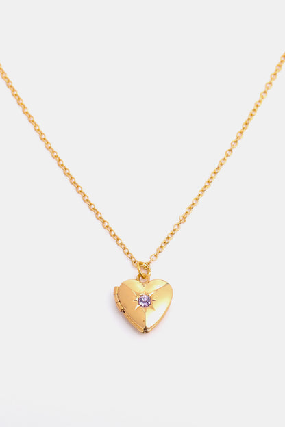 Zircon Heart Shape 14K Gold-Plated Pendant Necklace