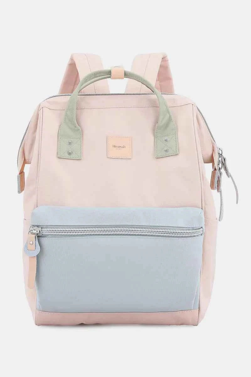 Himawari Water Resistant Canvas Backpack Bag with Side Pockets Pink Blue One Size 7e8af8af-3ff5-403e-8db8-371eb0d813d4-Max