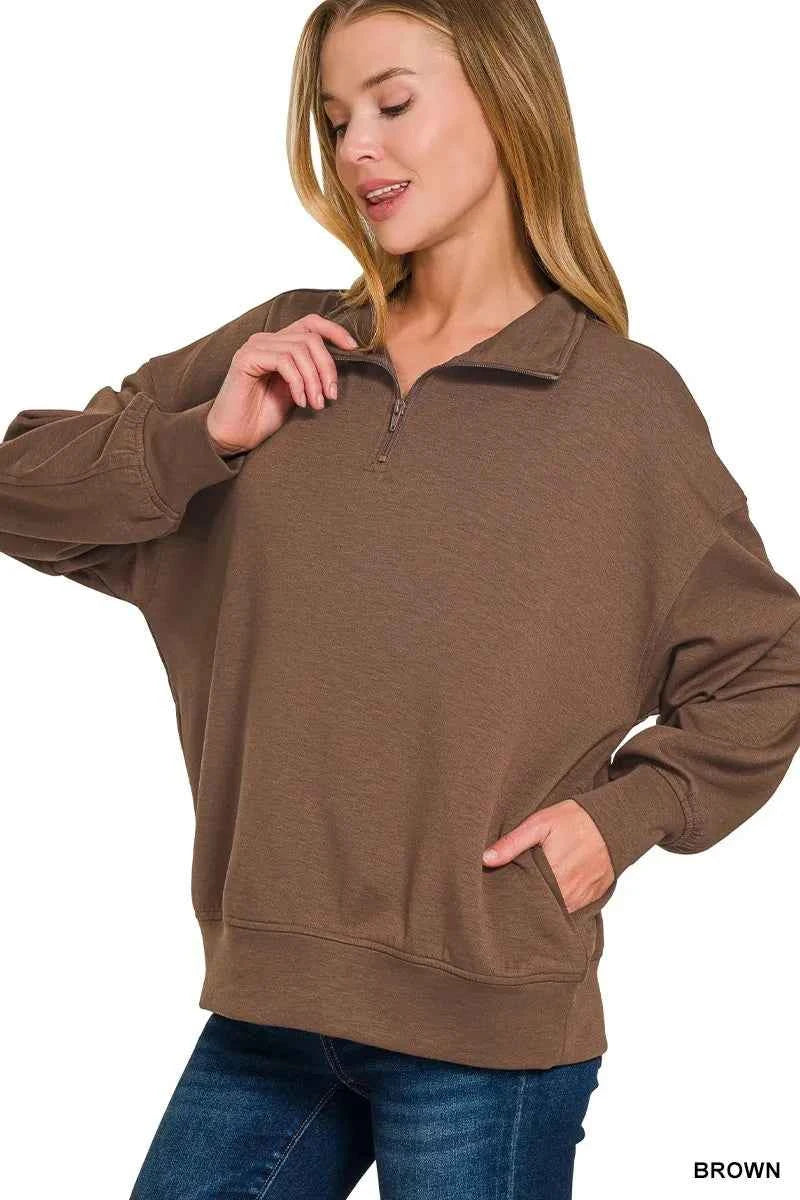 Zenana Scuba Quarter-Zip Sweatshirt 7e927f8f2e0649a4a73903be77550e9b-Max-Origin