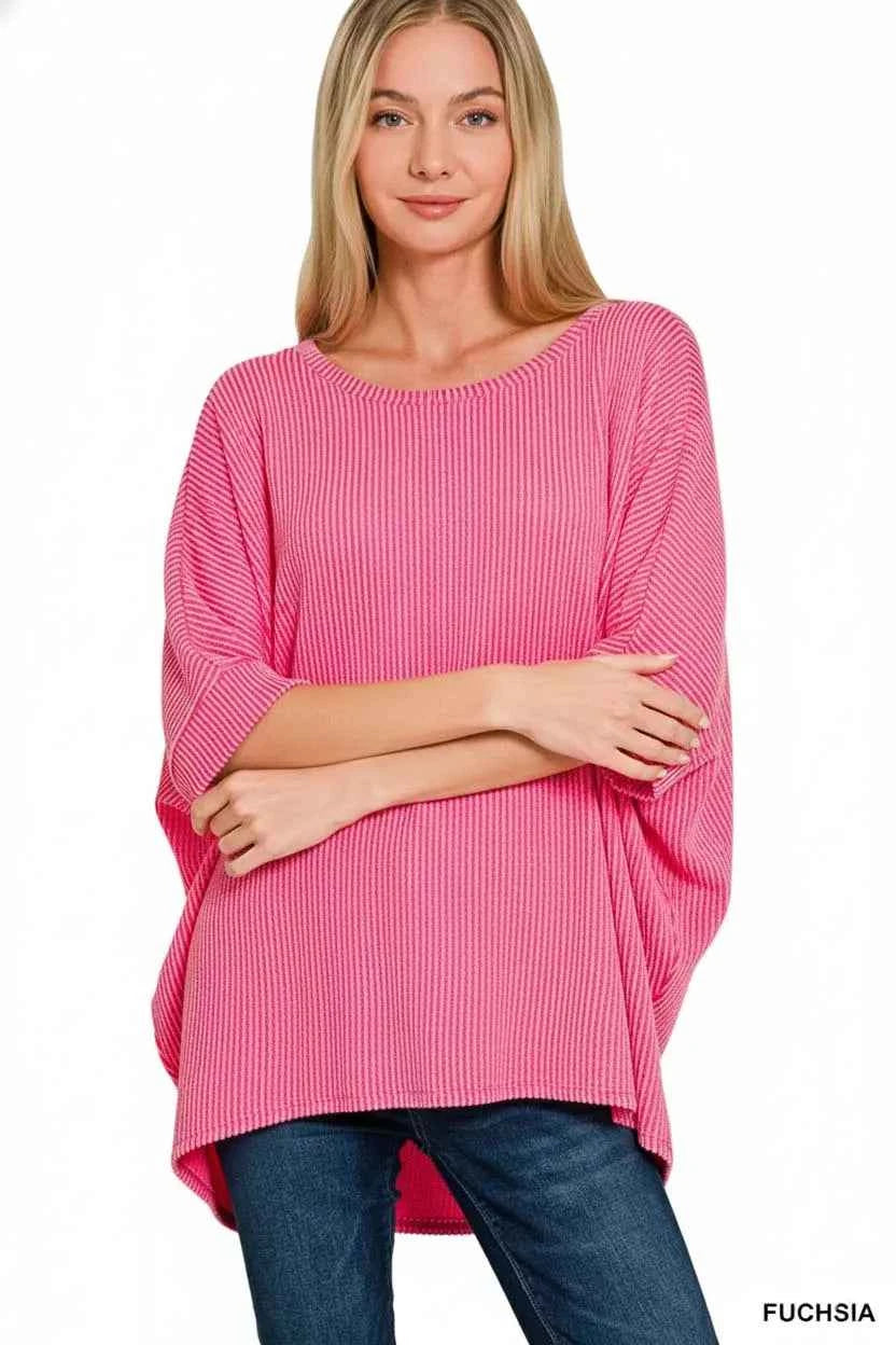 Raised Rib Bat Sleeve Top 7e981145-ceda-4882-9637-b472f8d79f97-Max-Origin