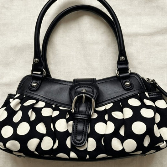 Retro Black-and-white ka-dot Underarm Shoulder Bag 7e98120a-57ab-4d6e-9a1f-b7d02bbe6688