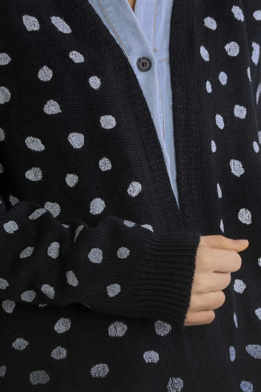 Umgee Polka Dot Open Front Drop Shoulder Cardigan 7e9e6086-9b8f-4af8-aef2-aeb2a26480a5-Max