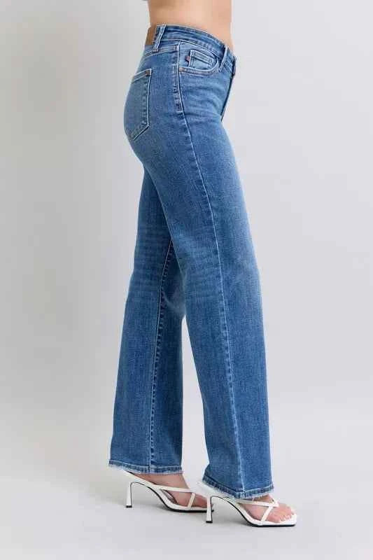 Full Size High Waist V-Front Vintage Wash Straight Jeans Plus Size 7ea30da9580242d9975139853f537845-Max-Origin