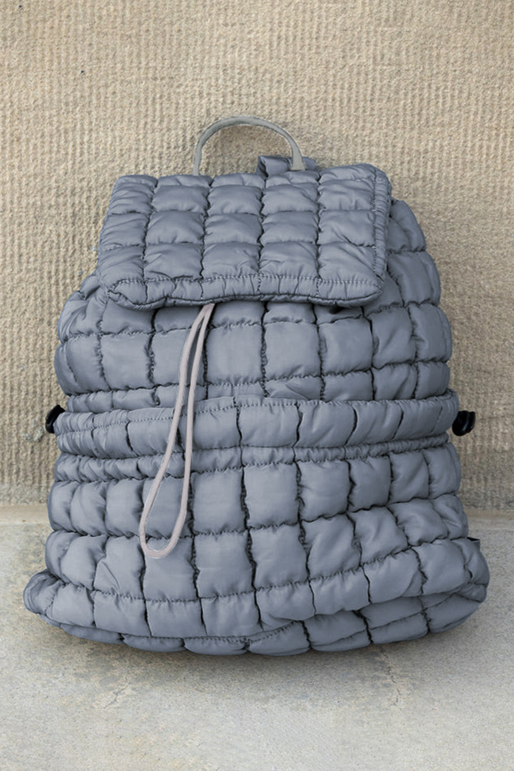 Black Solid Flapped Quilted Puffer Backpack 7ea94e888880edd5