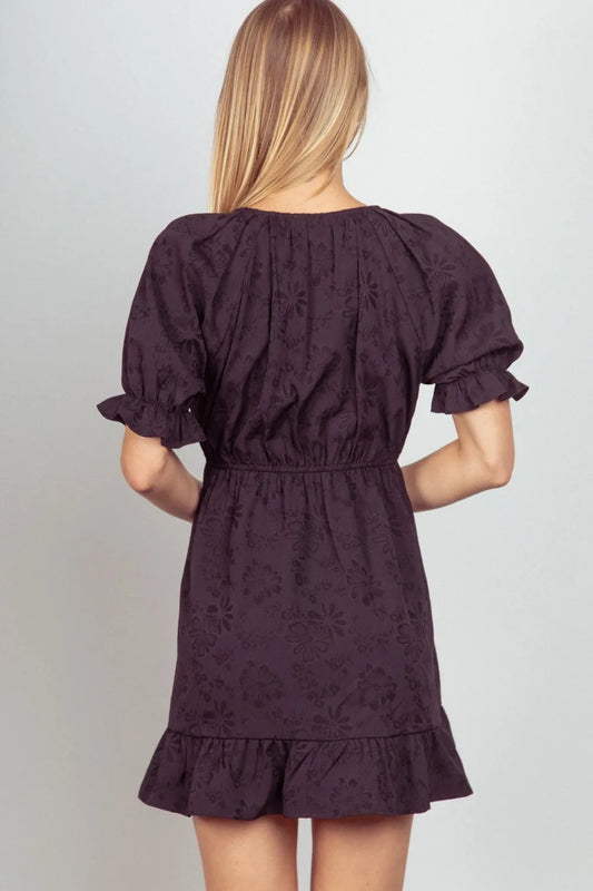 VERY J Floral Textured Woven Ruffled Mini Dress 7eb00d6a-7a74-4818-9de2-b7deef523f30-Max