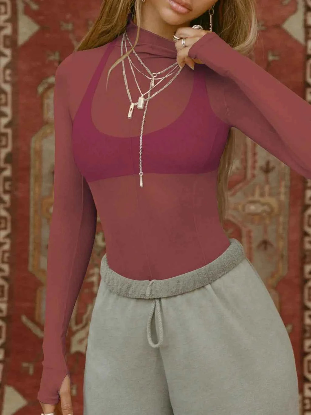 Mock Neck Long Sleeve Sheer Top 7eb04b3e-f613-4936-9e30-8ffd9c1e5f5b-Max-Origin