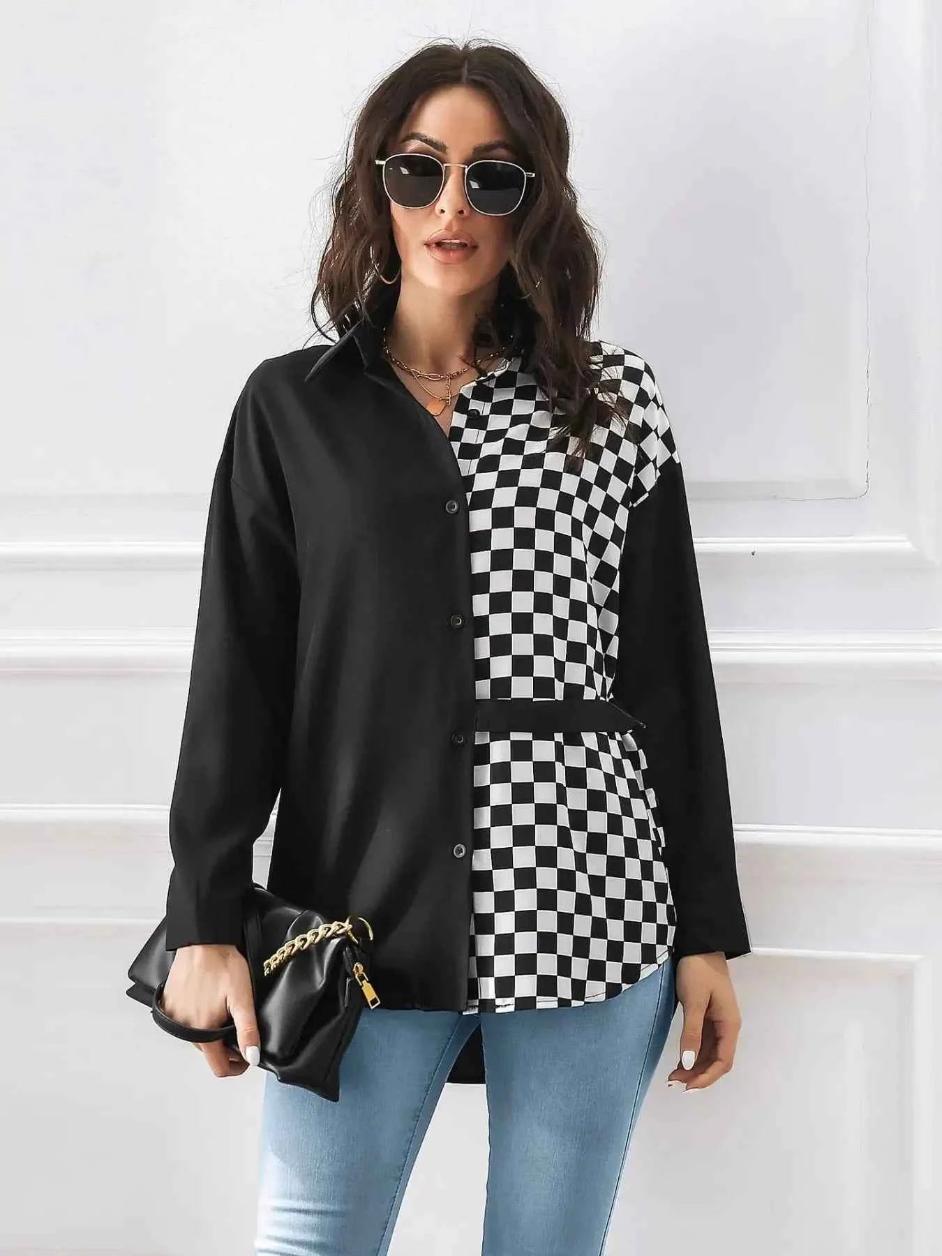 Checkered Pattern Long Sleeve Shirt 7eb7a3c1-474b-4c46-99c0-d4b3bc947820-Max-Origin