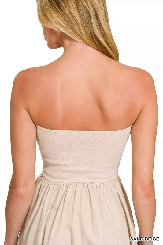 Combined Knit Tube Top Flare Mini Dress 7ec54b5b4bd543e0bd4feface7b7203c-Max-Origin