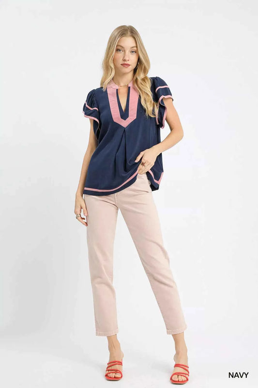 Linen Ruffle Sleeve Top 7ec673d1-2540-4a5e-a286-3802c117e392-Max-Origin