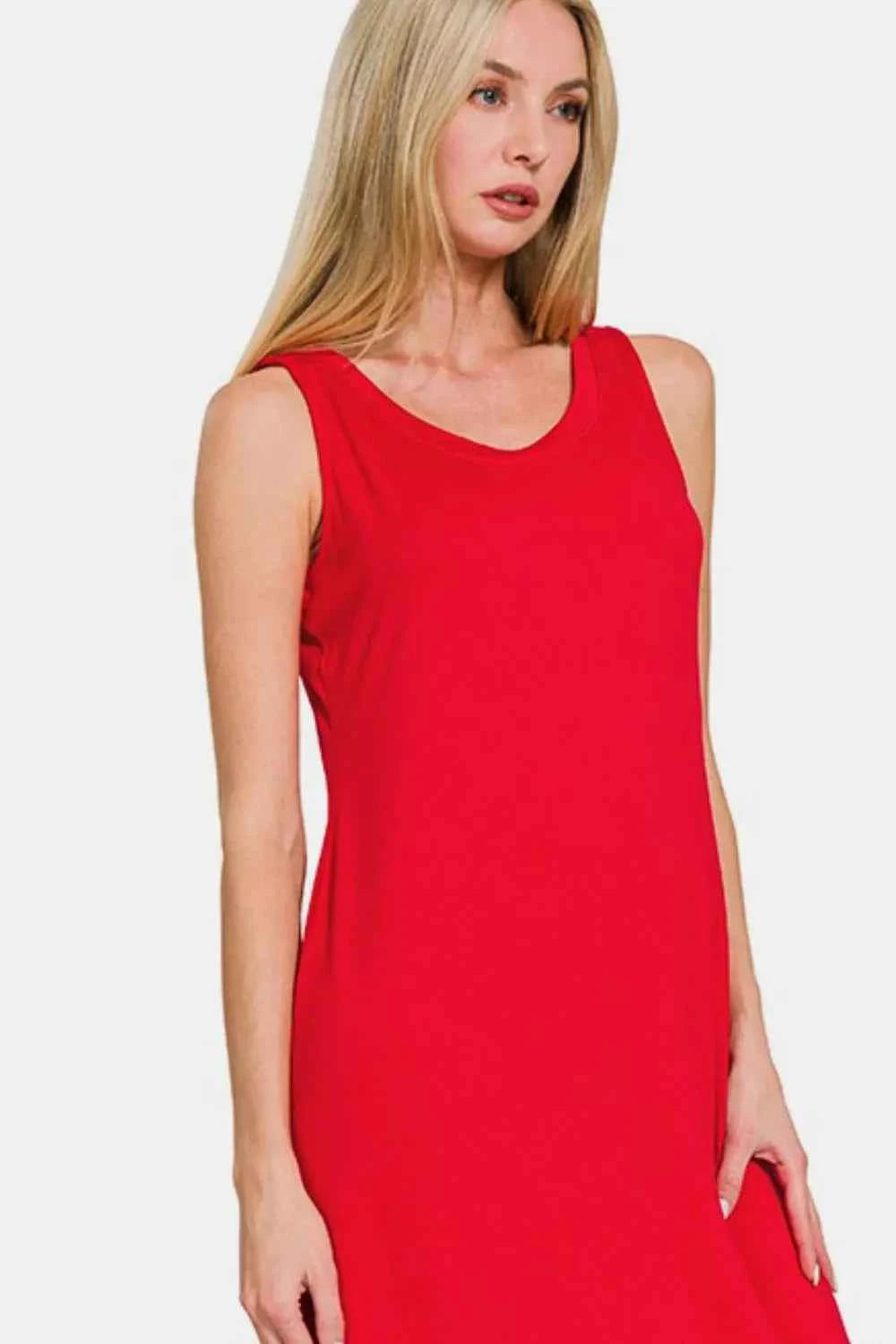 Zenana Scoop Neck Wide Strap Tank Dress 7edb6771-5293-45b0-a608-9f44a8f7d2b3-Max