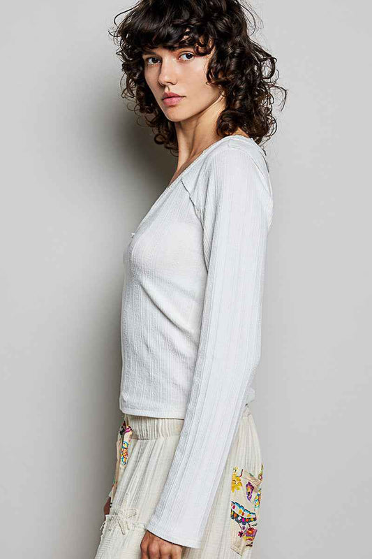 V-Neck Long Sleeve Ribbed Top with Lace-Accent Neckband 7ee3b8a4-af91-4fb8-afaf-ec4e53a23fff-Max