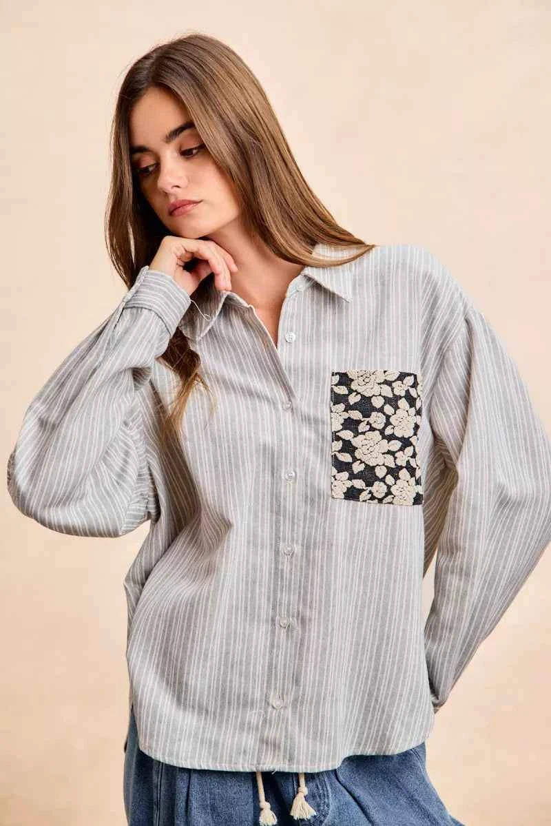 BiBi Flower Jacquard Knit Patch Pocket Stripe Shirt 7eefcdcaad9a412b861ac3ab68fc4b5c-Max-Origin