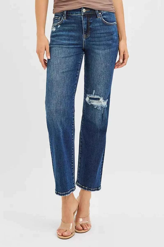 RISEN High Rise Crop Slim Straight Jenas with Hidden Knee Patch DARK 7ef98b77aab744d48760434a4f680c7d-Max-Origin