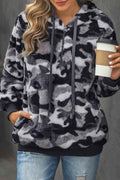 Gray Camo Print Warm Furry Pullover Hoodie Gray 100%Polyester 7efd8ed035198b88