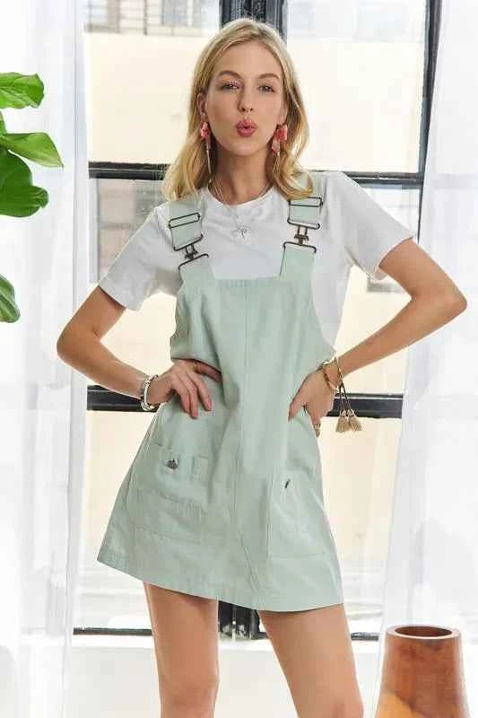 ADORA Adjustable Wide Strap Square Neck Overall Dress Gum Leaf 7f03f56e-9c65-4b28-b9df-431e68c96b31-Max