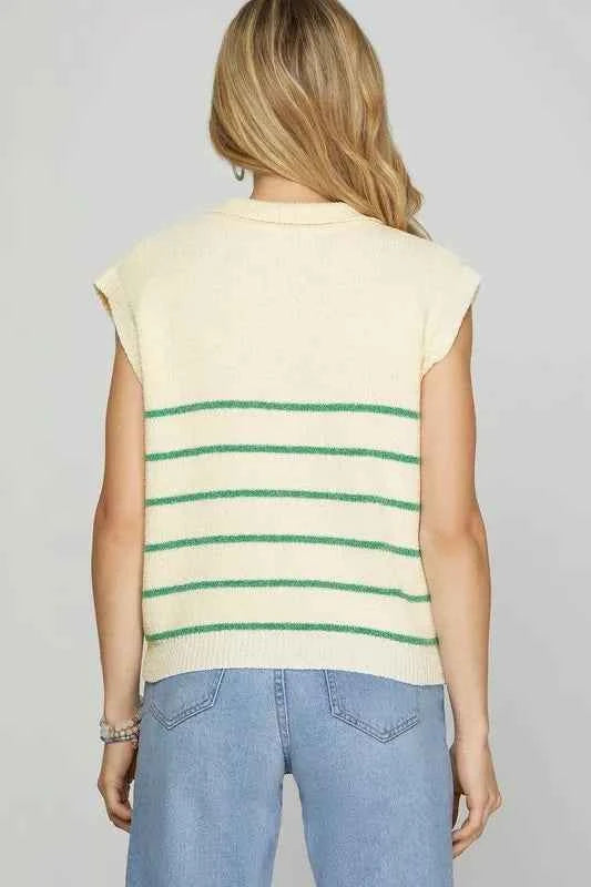 She + Sky Full Size Ribbed Hem Striped Half Zip Sweater Vest Plus Size 7f0615d7-0fee-44a2-8592-9482f7766117-Max
