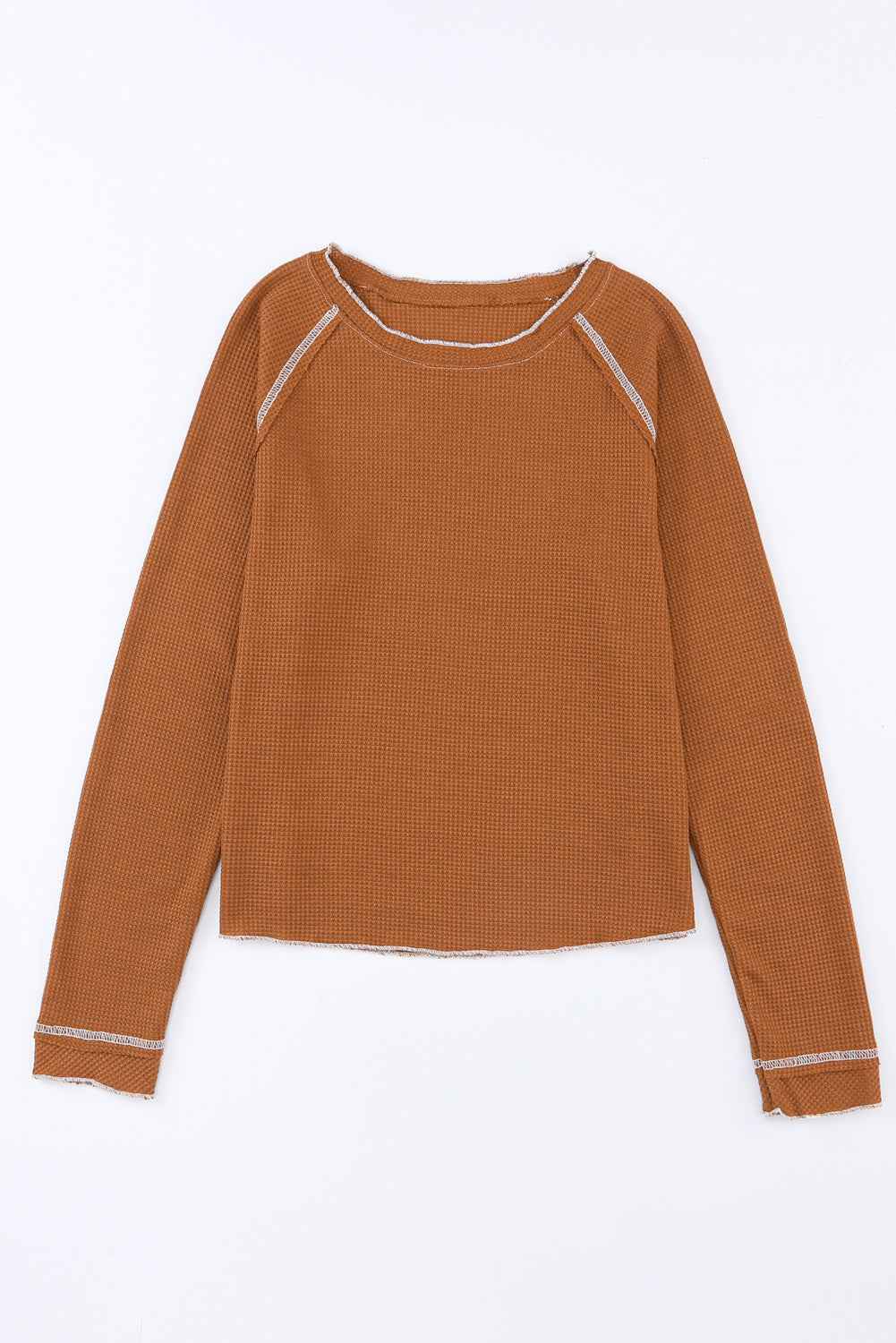 Red Exposed Seam Textured Pullover Long Sleeve Top 7f11dda6a9593756