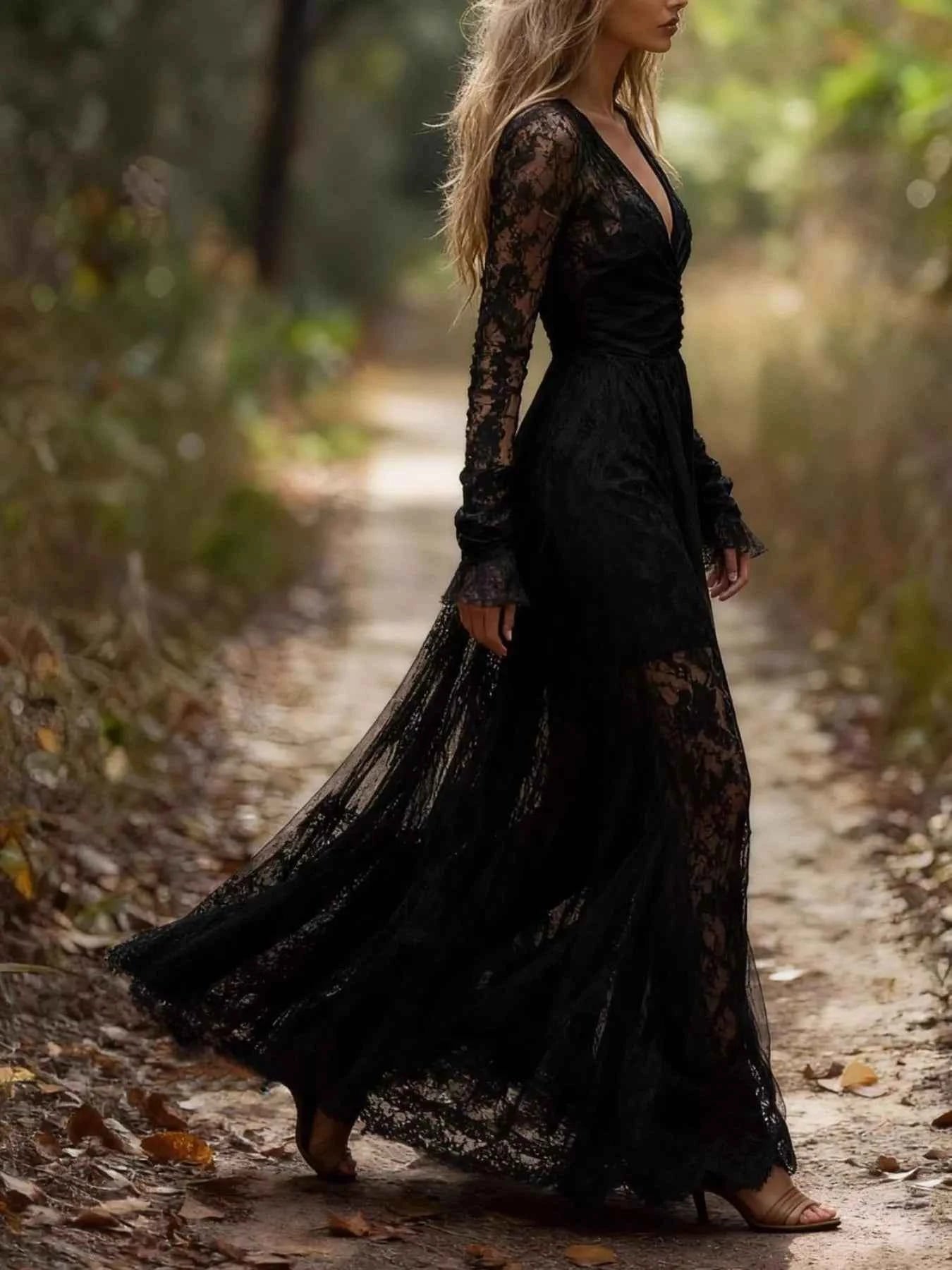 Lace Long Sleeve Maxi Dress