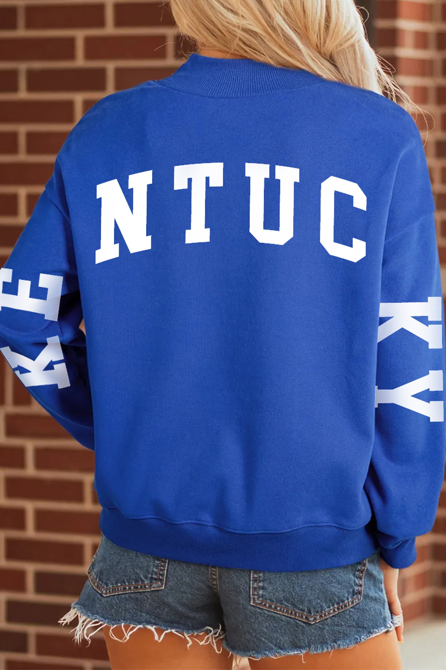 Dark Blue KY KENTUCKY Printed Mock Neck Sweatshirt 7f1be46453e042d2