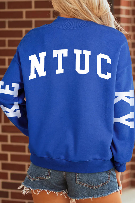 Dark Blue KY KENTUCKY Printed Mock Neck Sweatshirt 7f1be46453e042d2