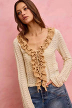SO ME Pointelle Texture Lightweight Sweater Cardigan 7f3c2de76a904a039dac8492f332c27b-Max-Origin