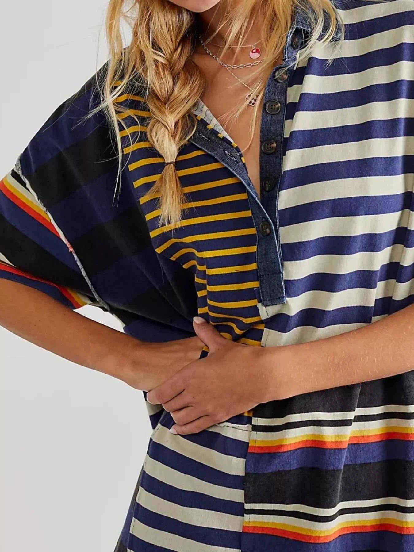 Striped Oversized Half Button Shirt Dress 7f3ee24c-b509-4f51-a62a-92cf1bd750e9-Max-Origin