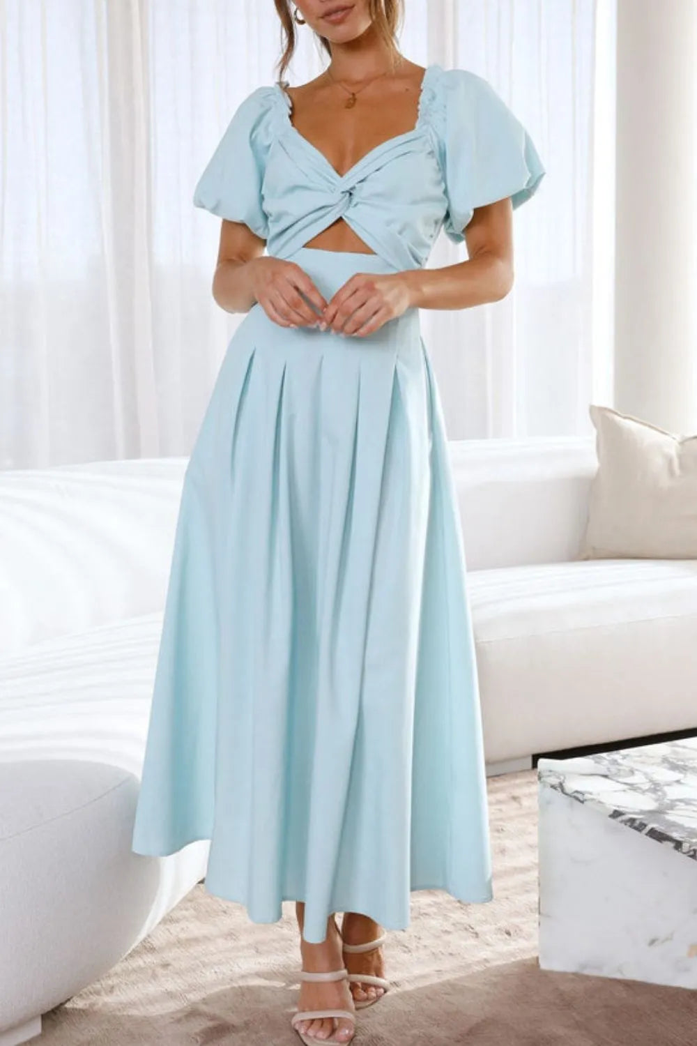 Sweetheart Neck Puff Sleeve Dress Pastel Blue 7f3fc4a5-94ed-43f7-ad26-85573b86eba8-Max-Origin
