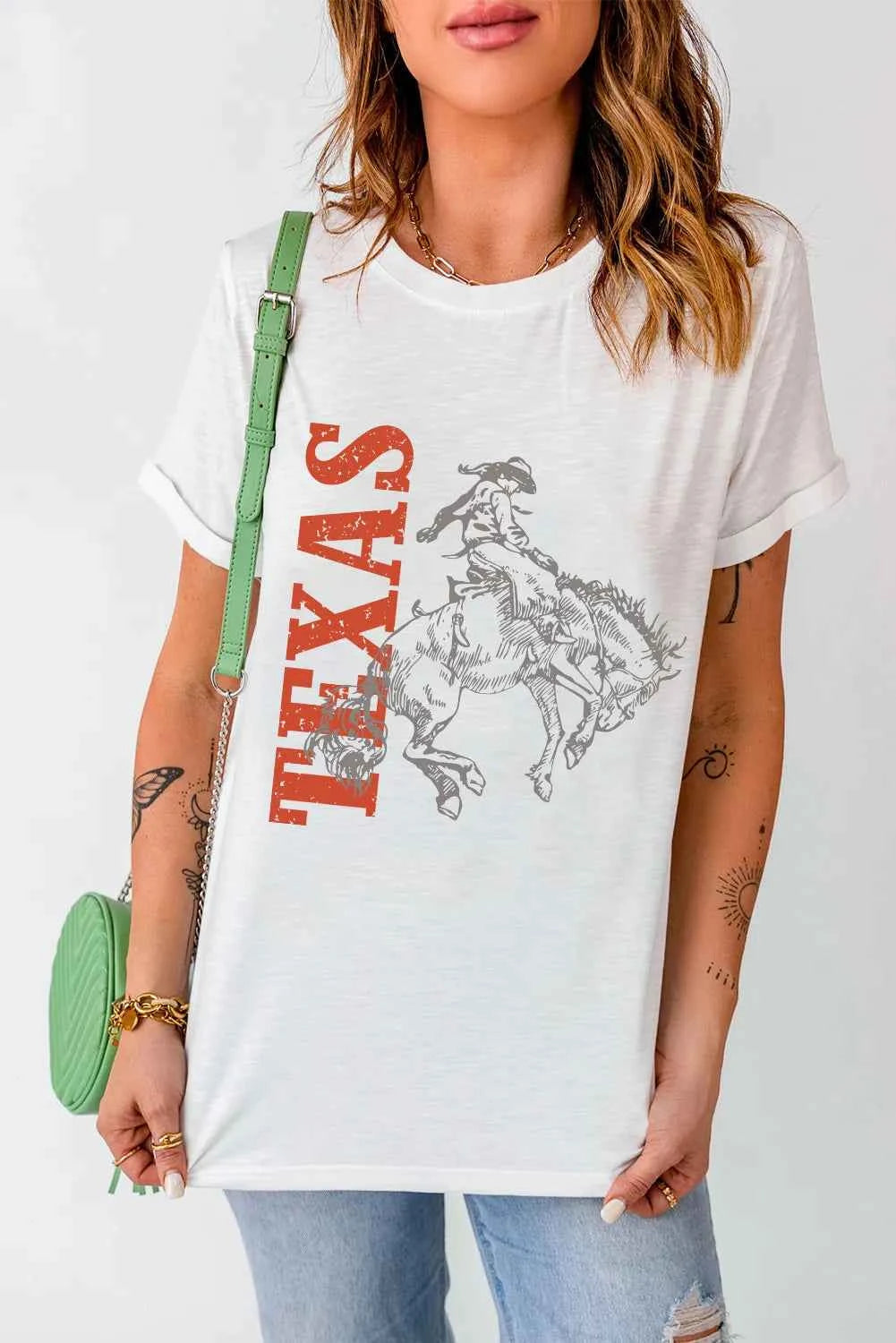 Graphic Round Neck Short Sleeve T-Shirt White 7f416361-bd3b-49c8-953d-77aeb3ec0726-Max