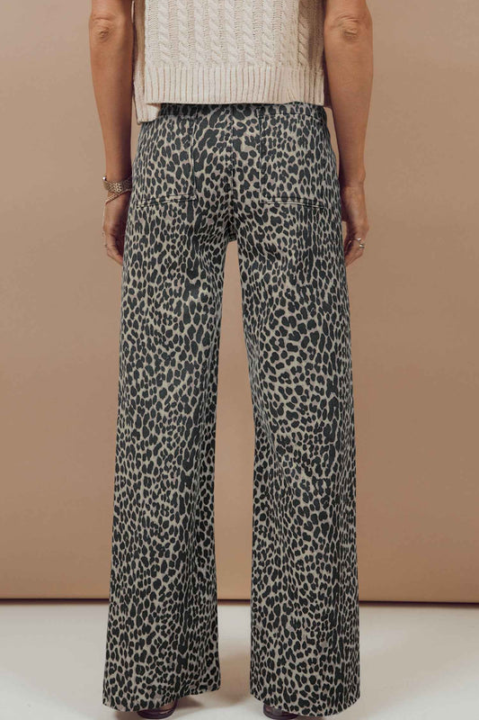 Black Leopard Print Wide Leg High Waist Jeans 7f466a0285f06edd