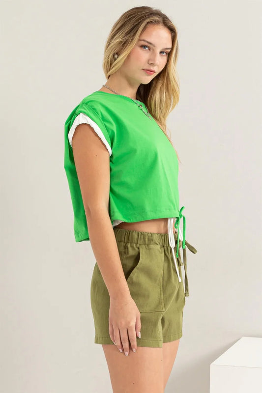 Drawstring Hem Crop Top 7f4bc42a-51c9-42ea-b869-c76783e3e35b-Max