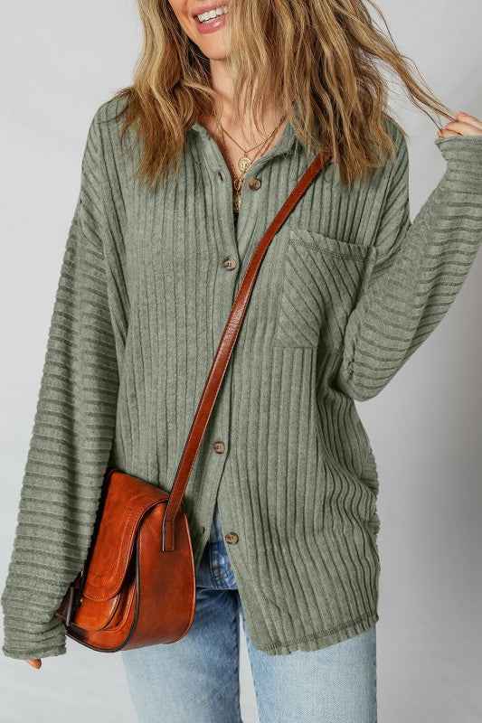 Thermal Ribbed Button-Up Drop Shoulder Textured Sh 7f5a4ac8-adce-4f95-9070-821f145fda5a
