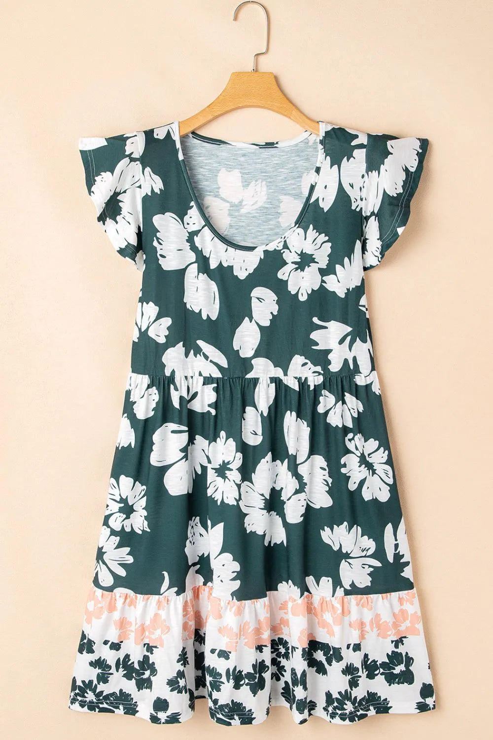 Floral Print Ruffle Sleeve Empire Waist Mini Dress 7f620602-59f2-4e8e-b2b5-55b67a6bf7dc-Max-Origin
