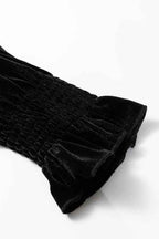 Velvet Frilled Collar Smocked Puff Sleeve Blouse 7f6631b3-5ee1-4a1b-b078-cc395eb63a5f