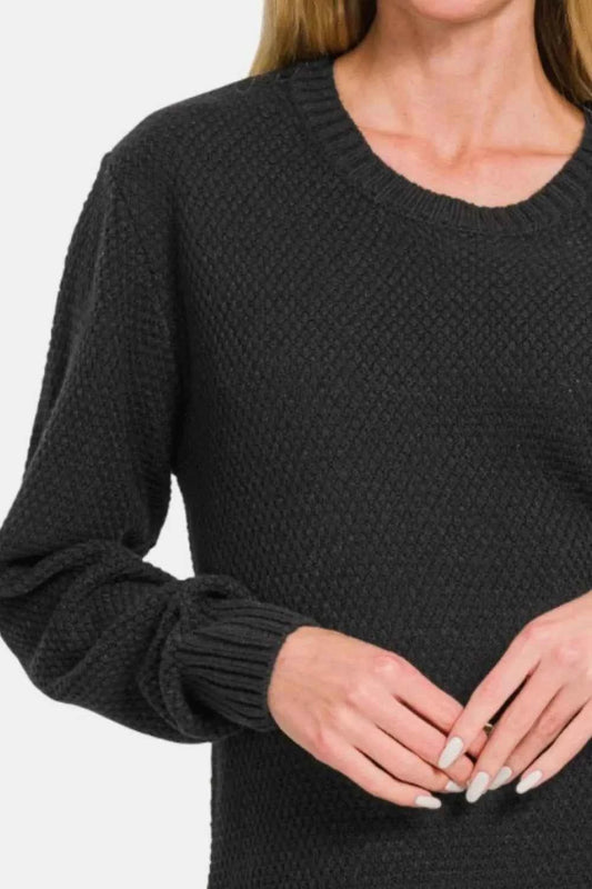 Full Size Round Neck Long Sleeve Curved Hem Sweater 7f739cfc-cd04-4418-8e75-3ad6c8bcd387-Max