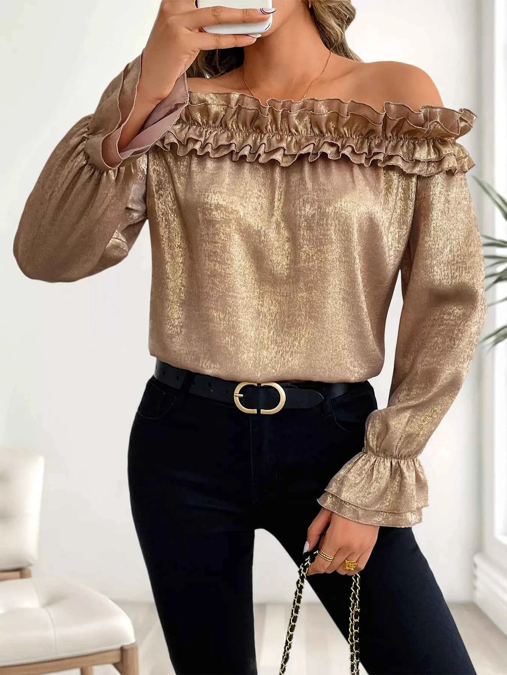 Ruffled Off-Shoulder Flounce Sleeve Blouse 7f73dde816994d70a75e478326254f99-Max-Origin