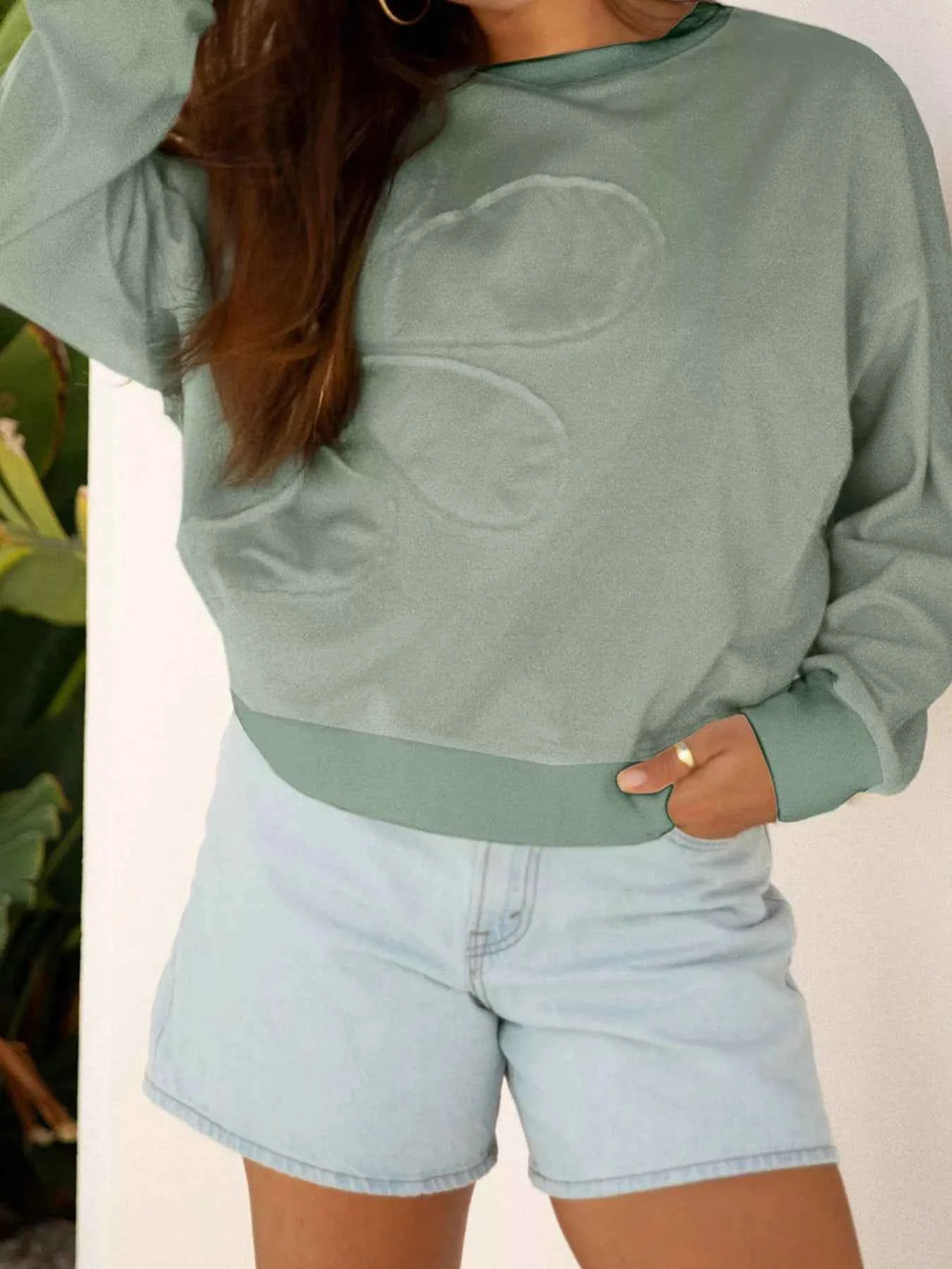 Raw Edge Flower Patch Drop Shoulder Casual Top 7f7a7384-368f-4355-9079-712a40c1ca01-Max-Origin