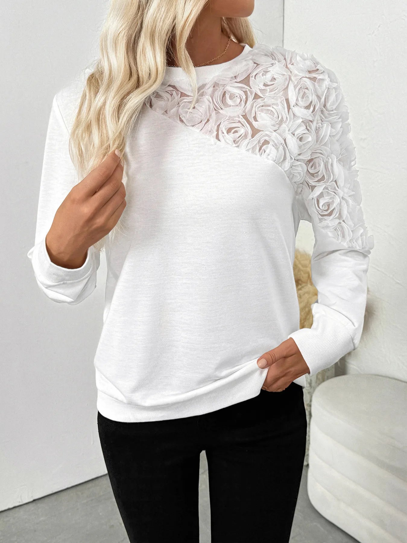 Rose Embroidered Long Sleeve Sweatshirt 7f7a779160b84748ab28f81367739c8f-Max-Origin
