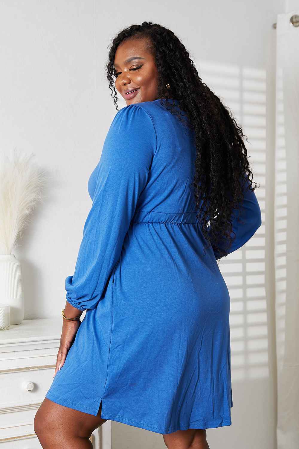 Double Take Scoop Neck Empire Waist Long Sleeve Magic Dress 7f7cb54a0163478bad015d10787e118e-Max