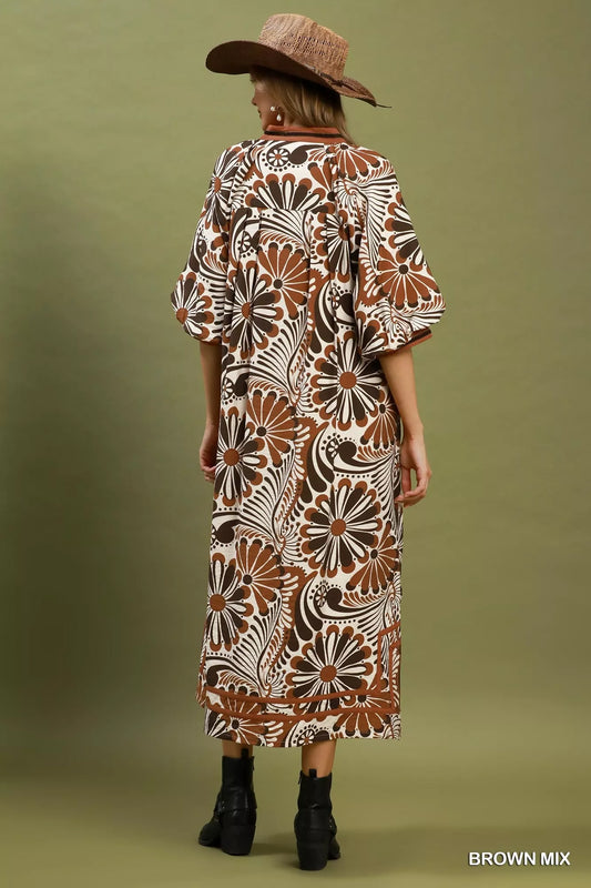 Abstract Print Midi Dress 7f923e27-0612-4d6e-a503-742408dfecca-Max-Origin