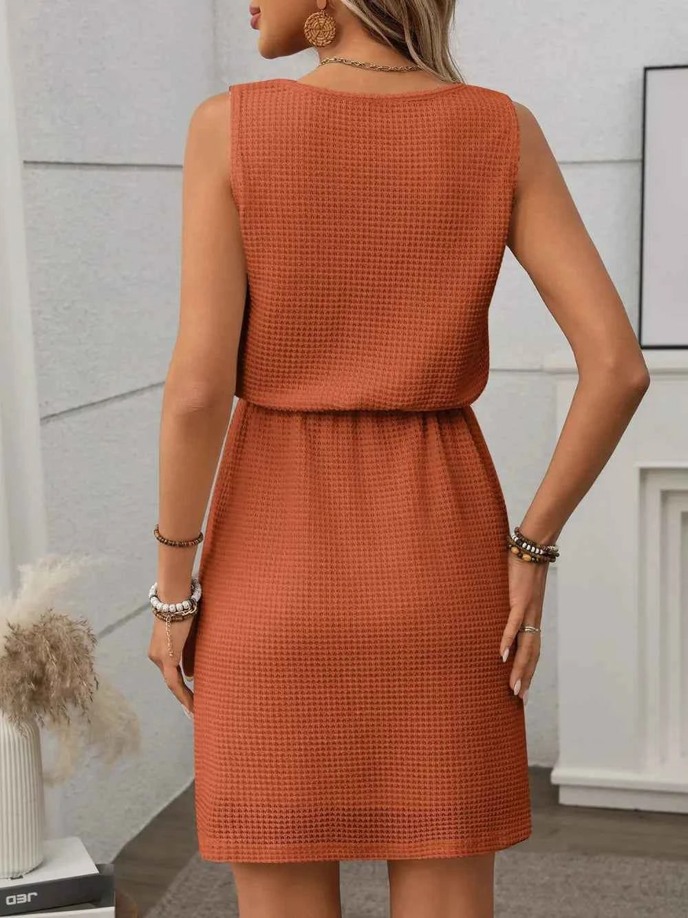 Waffle-Knit Drawstring Mini Tank Dress 7f945b91-c52e-4326-b4eb-75d6834924ba-Max