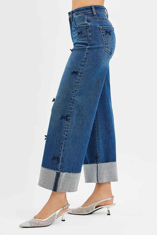 High Rise Crop Wide Leg Ribbon Detail Jeans 7f95042a5c6d4e379ba36ae0788ec5d6-Max-Origin