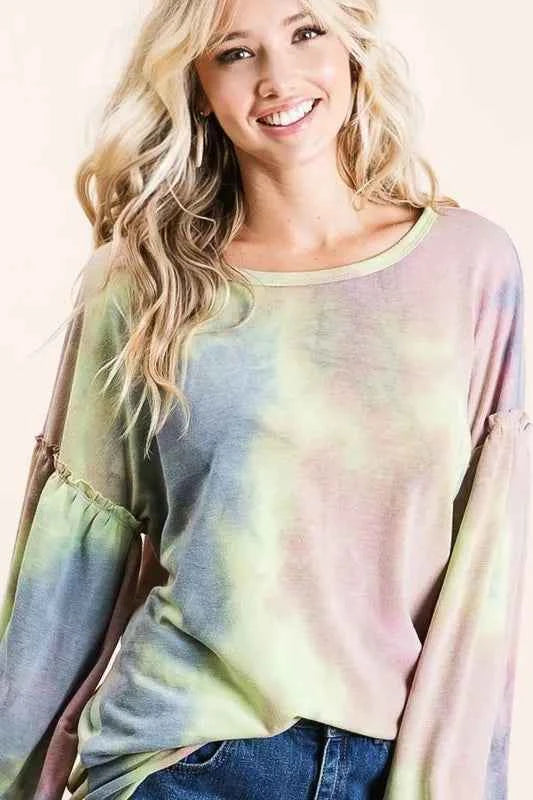 BiBi Tie Dye French Terry Sweatshirt With Bubble Sleeves 7fa5b1bb982a4abb9a4158fd061c86d1-Max-Origin