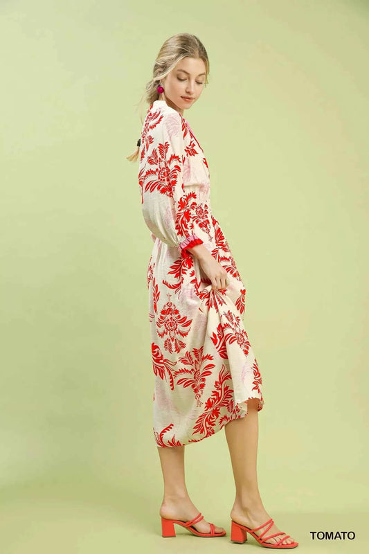 Tropical Print Button Detail Midi Dress 7faf1245-785e-4afc-9680-4702b5db0a4c-Max-Origin