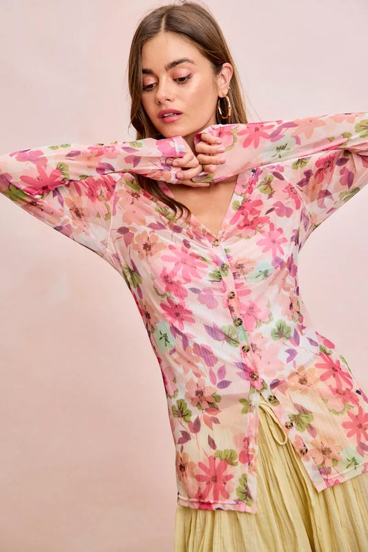 Floral Shrried Detail Button Up Mesh Cardigan Top 7fb0c3b5-e39c-4360-bd7b-5106efd3d0bb-Max-Origin