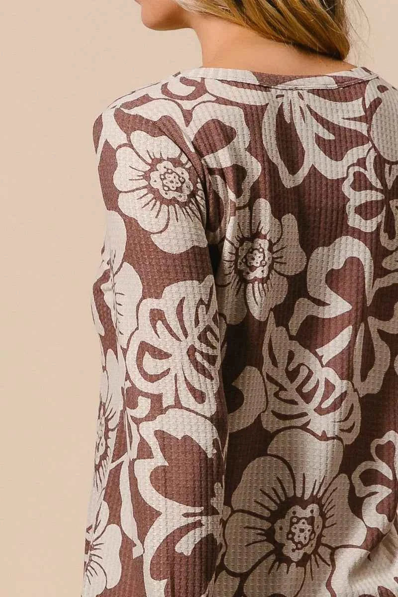 BiBi Flower Printed Waffle Thumb Opening Top 7fb2b5ca61554e47998702a39962c2f1-Max-Origin