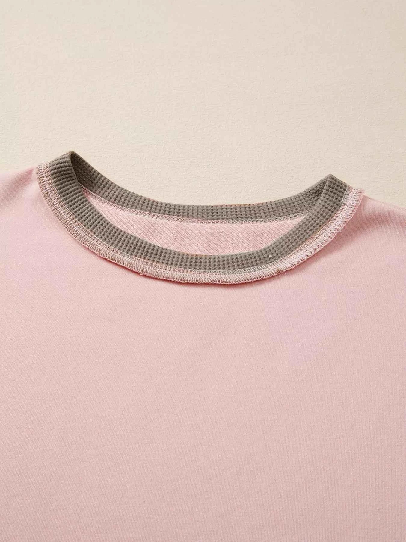 Color Block Mix Texture Waffle Patchwork Oversize Sweatshirt 7fb6bb729ba44dbca6e257ea3f9935dd-Max-Origin