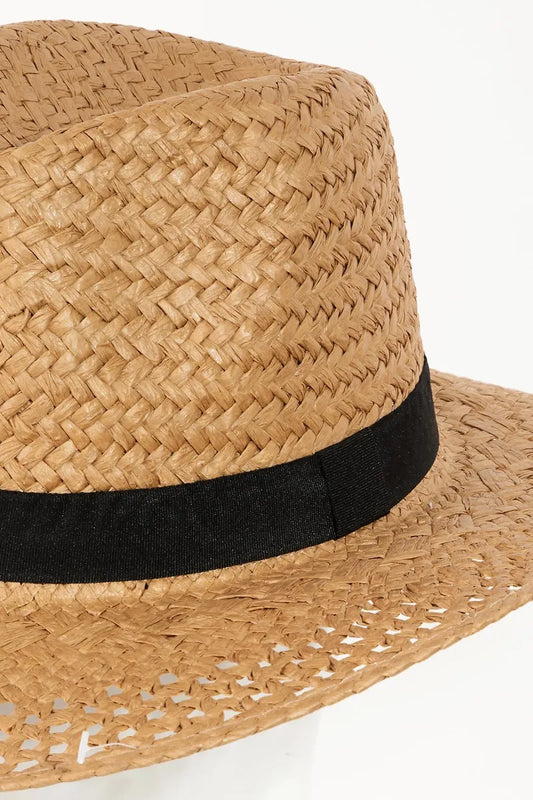 Fame Basket Weave Straw Sun Hat 7fc0f251-c98a-4688-9654-3196328f3b96-Max