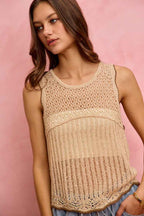 SO ME Crochet Lace Light Weight Sweater Vest 7fc9487fa3f744d092ee7eb99d224a9b-Max