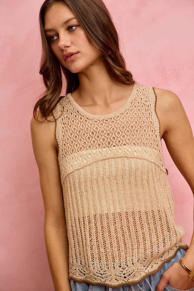 SO ME Crochet Lace Light Weight Sweater Vest 7fc9487fa3f744d092ee7eb99d224a9b-Max