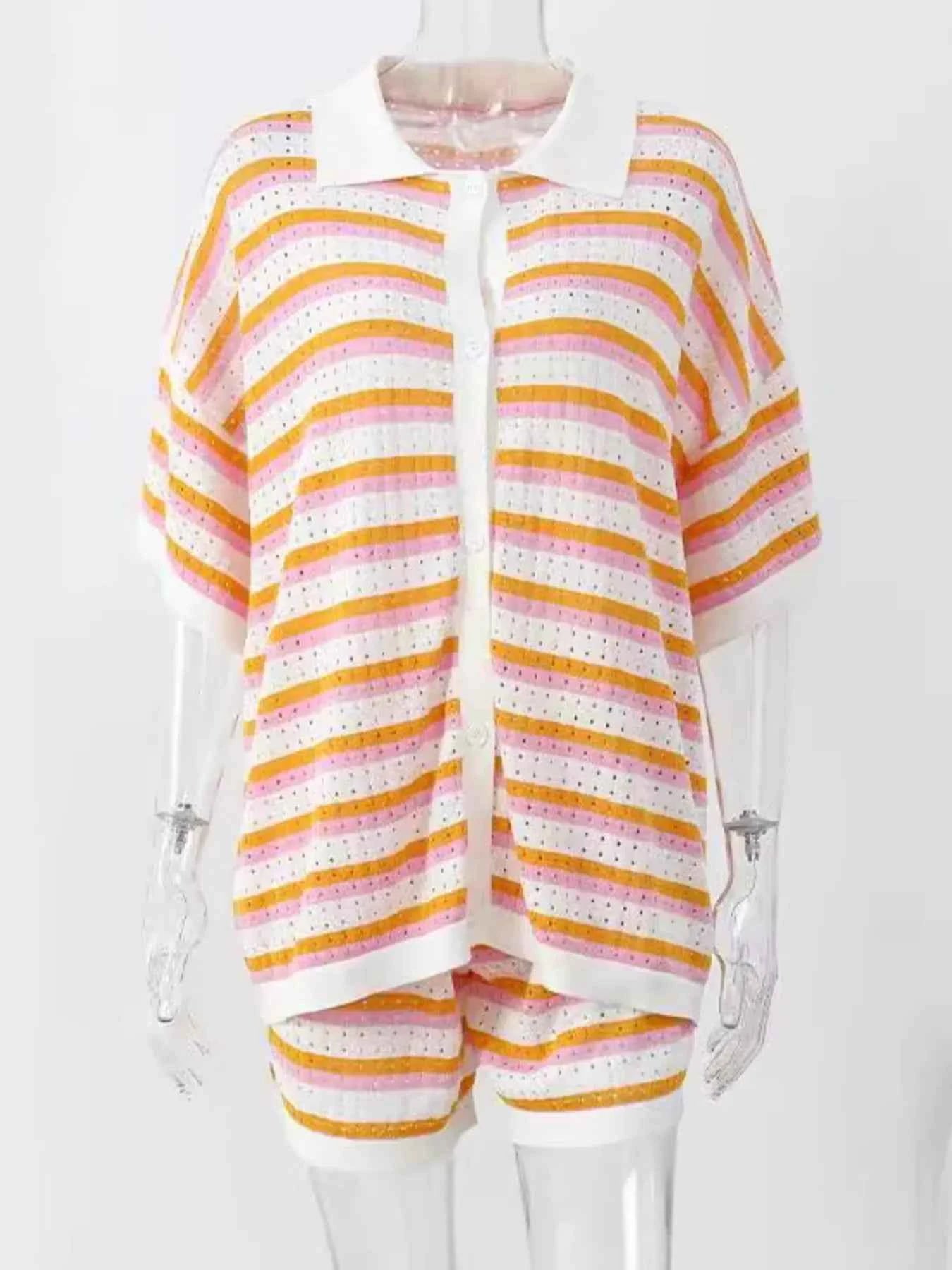 Striped Eyelet Button Up Shirt and Shorts Set 7fcc1eb9eed7423f9d1451afdf8b337f-Max-Origin